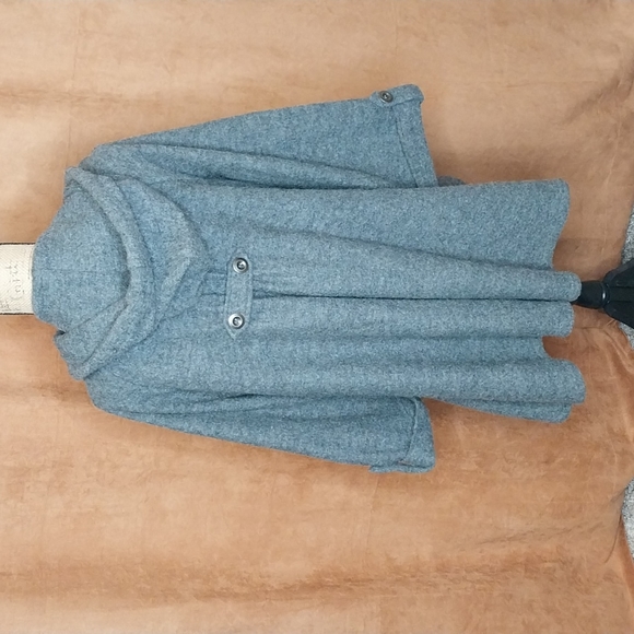 ZOE D. 100% wool flare jacket/coat with hood gray size L - Picture 3 of 5